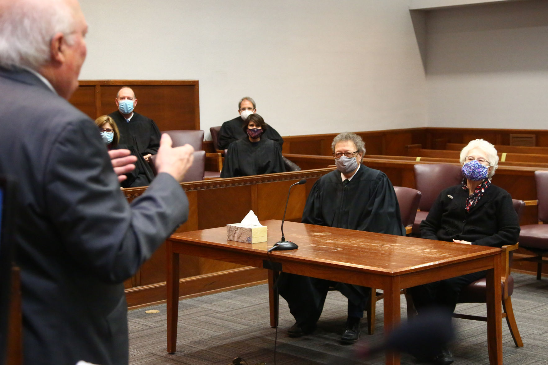 Senior Porter County Superior Court Judge Roger Bradford receives Sagamore of the Wabash Award